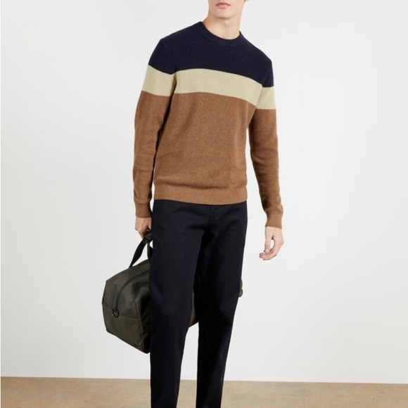 Ted Baker LASTMI LS colour block textured crew neck jumper Sweater Ted Size 7 - Picture 2 of 7